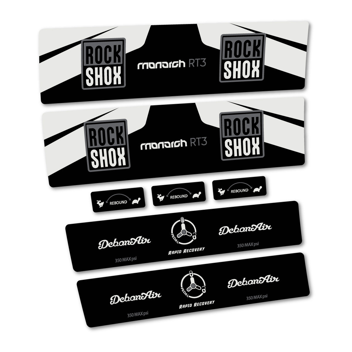 Stickers compatibles RockShox Monarch Plus RC3 2016 pour amortisseur – autocollants vinyle - Gris Perle