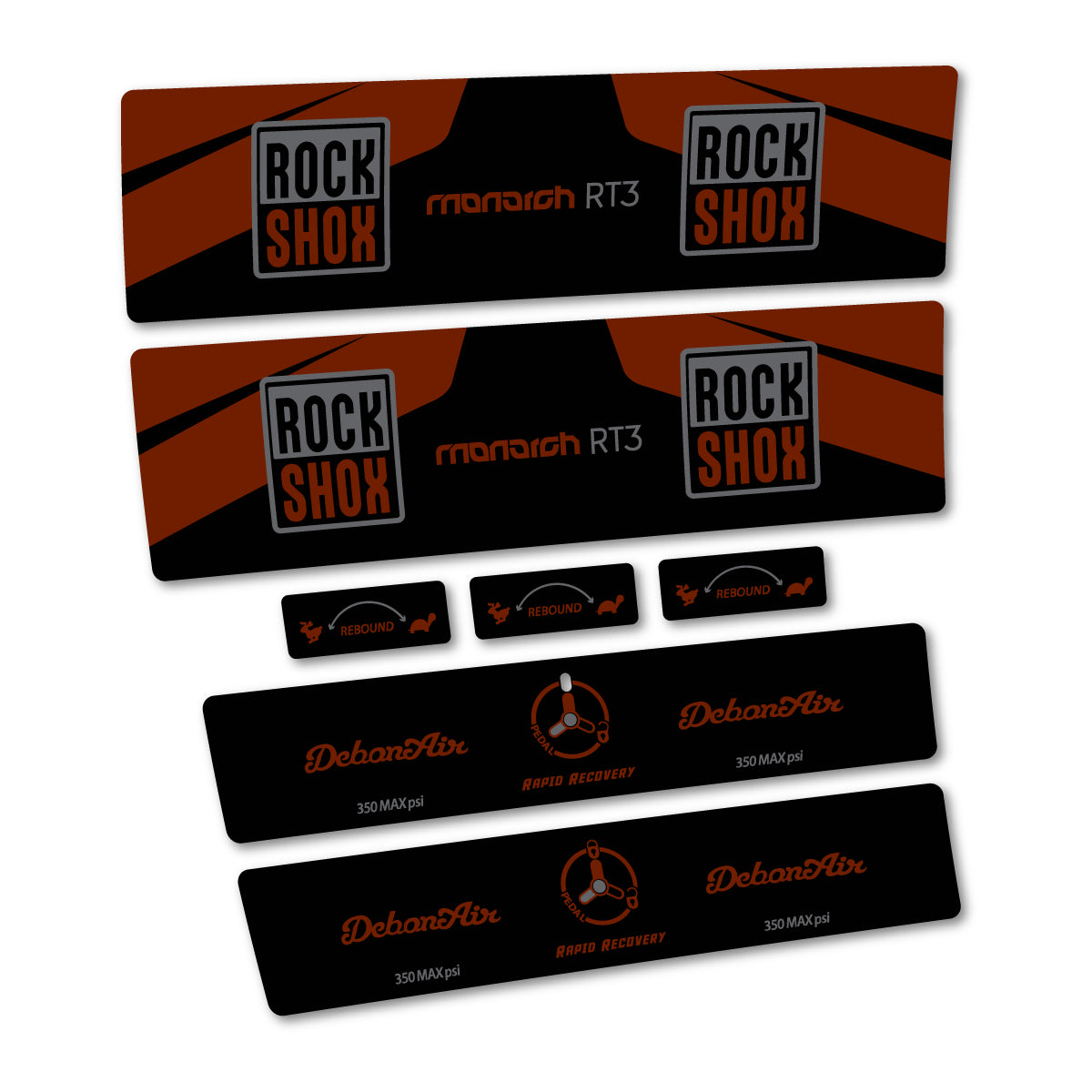 Stickers compatibles RockShox Monarch Plus RC3 2016 pour amortisseur – autocollants vinyle - Marron
