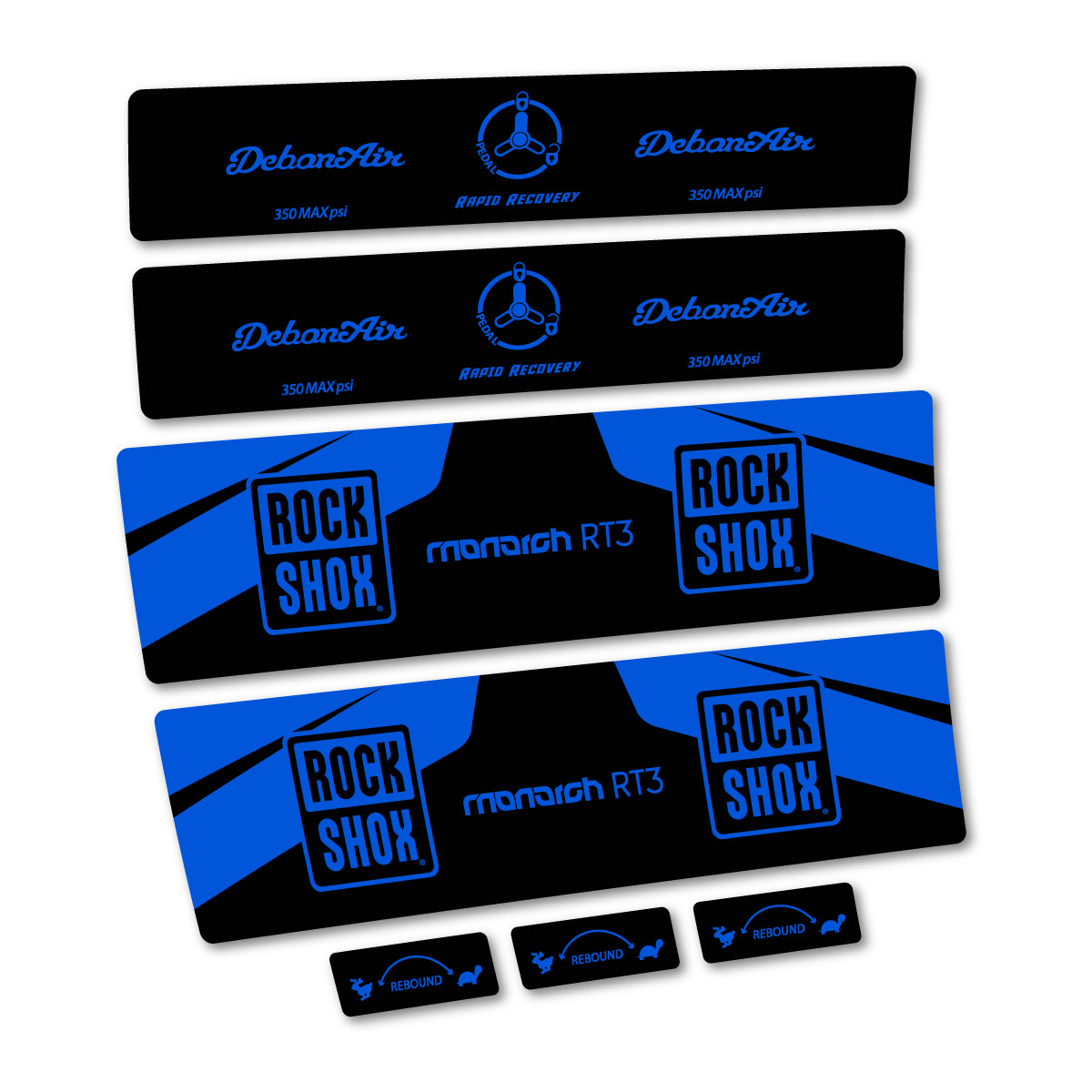 Stickers compatibles RockShox Monarch Plus RC3 v2 2016 pour amortisseur – autocollants vinyle - Bleu Mer