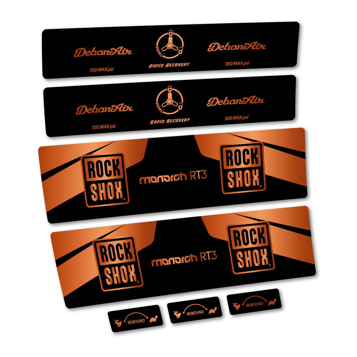 Stickers compatibles RockShox Monarch Plus RC3 v2 2016 pour amortisseur – autocollants vinyle - Bronze