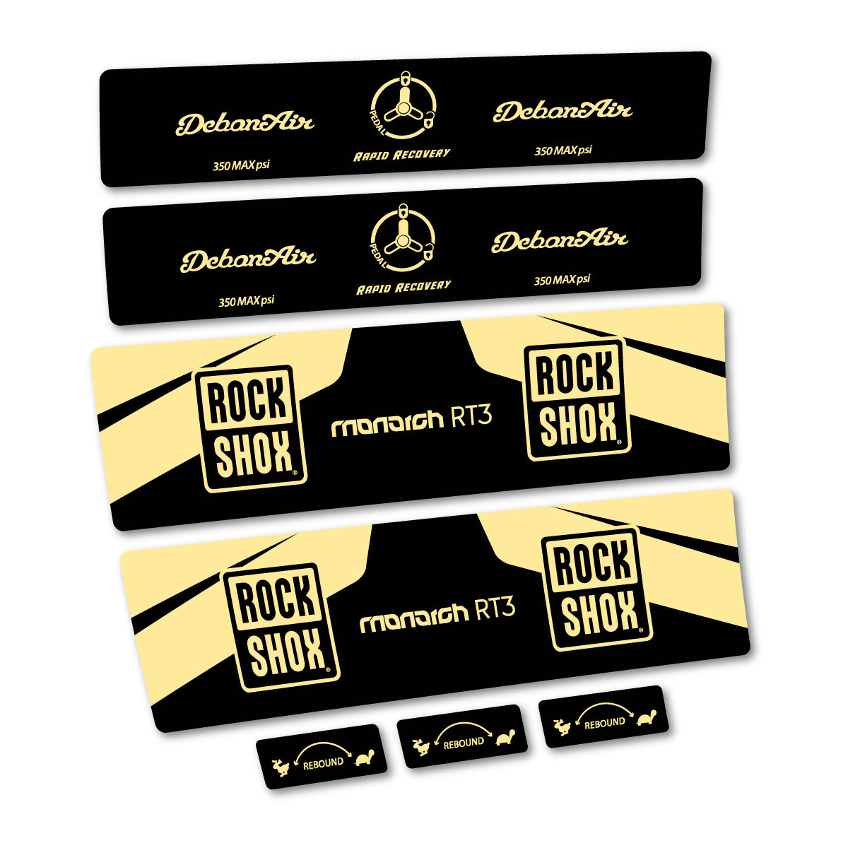 Stickers compatibles RockShox Monarch Plus RC3 v2 2016 pour amortisseur – autocollants vinyle - Crème