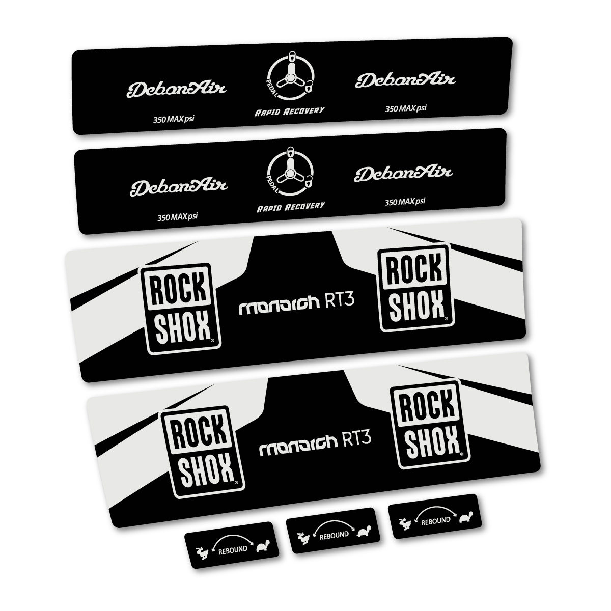 Stickers compatibles RockShox Monarch Plus RC3 v2 2016 pour amortisseur – autocollants vinyle - Gris Perle
