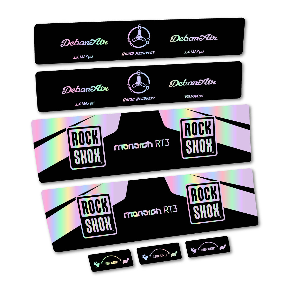 Stickers compatibles RockShox Monarch Plus RC3 v2 2016 pour amortisseur – autocollants vinyle - Holographique