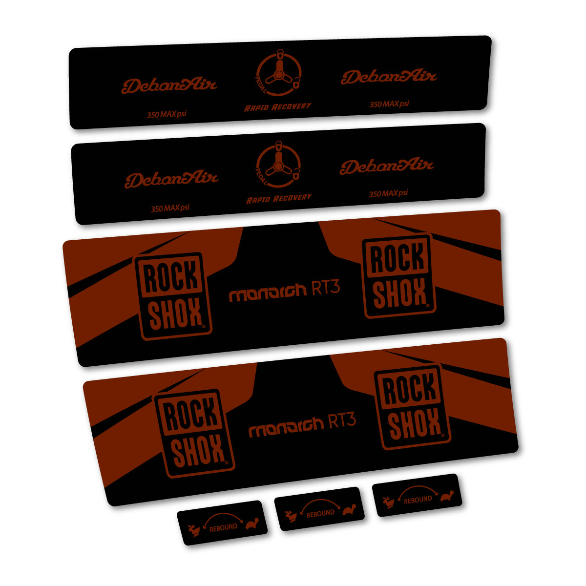 Stickers compatibles RockShox Monarch Plus RC3 v2 2016 pour amortisseur – autocollants vinyle - Marron