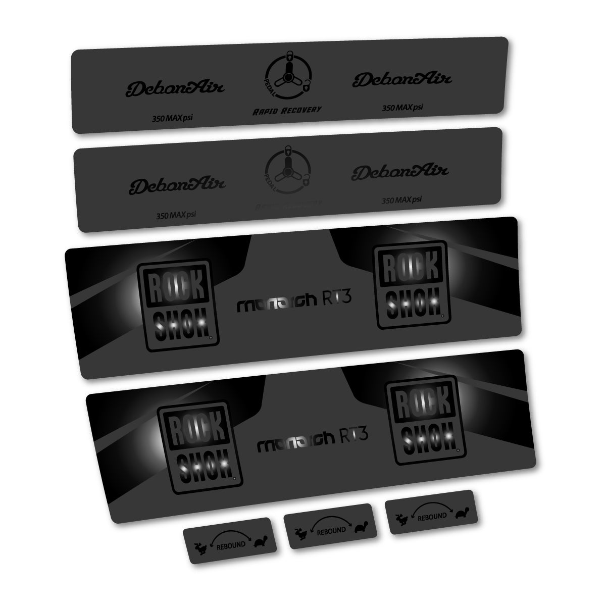Stickers compatibles RockShox Monarch Plus RC3 v2 2016 pour amortisseur – autocollants vinyle - Noir