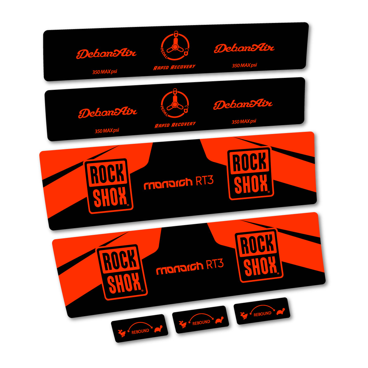 Stickers compatibles RockShox Monarch Plus RC3 v2 2016 pour amortisseur – autocollants vinyle - Orange KTM
