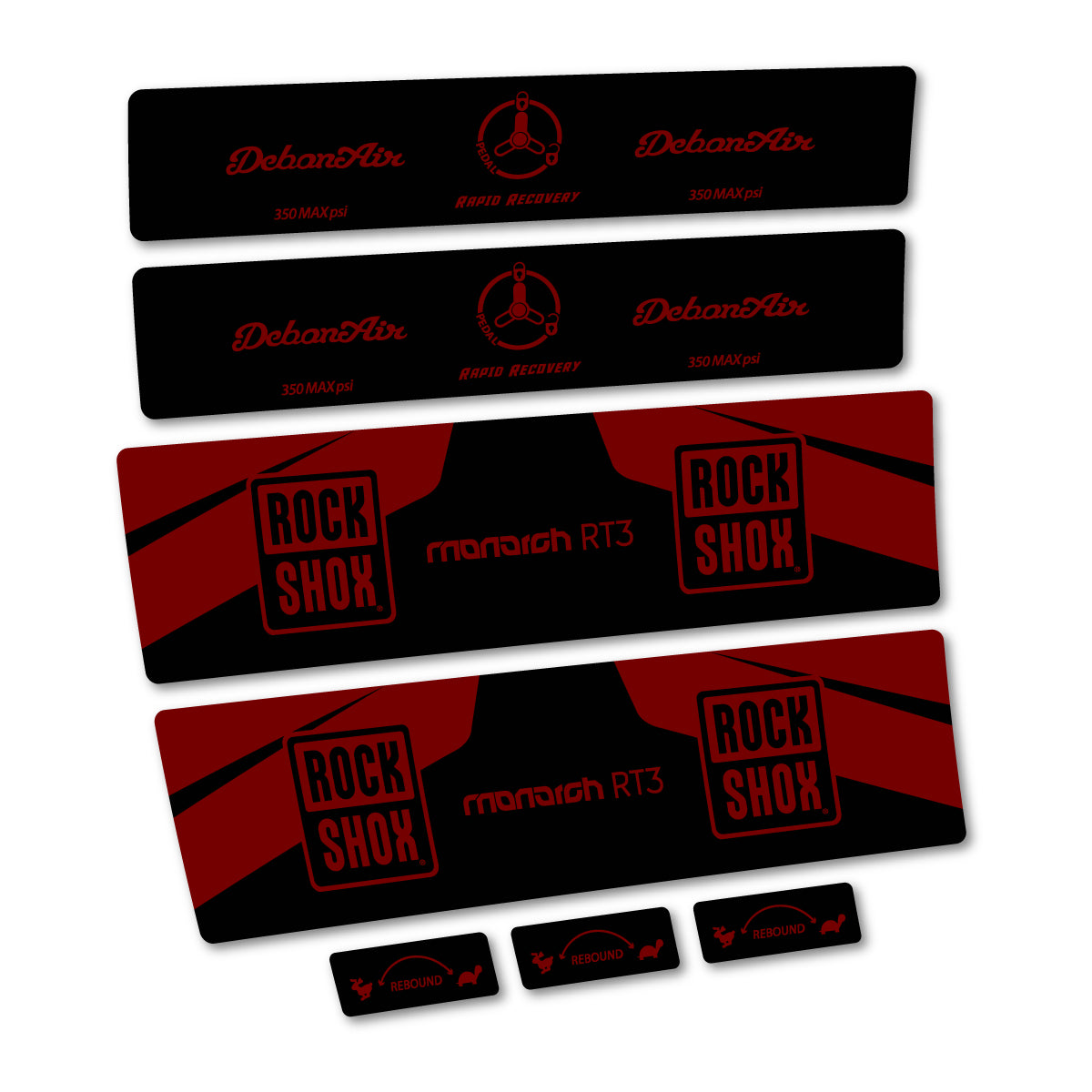 Stickers compatibles RockShox Monarch Plus RC3 v2 2016 pour amortisseur – autocollants vinyle - Rouge Bordeaux