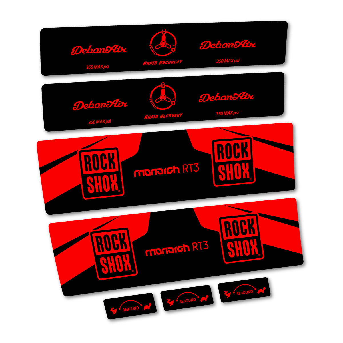 Stickers compatibles RockShox Monarch Plus RC3 v2 2016 pour amortisseur – autocollants vinyle - Rouge Orangé