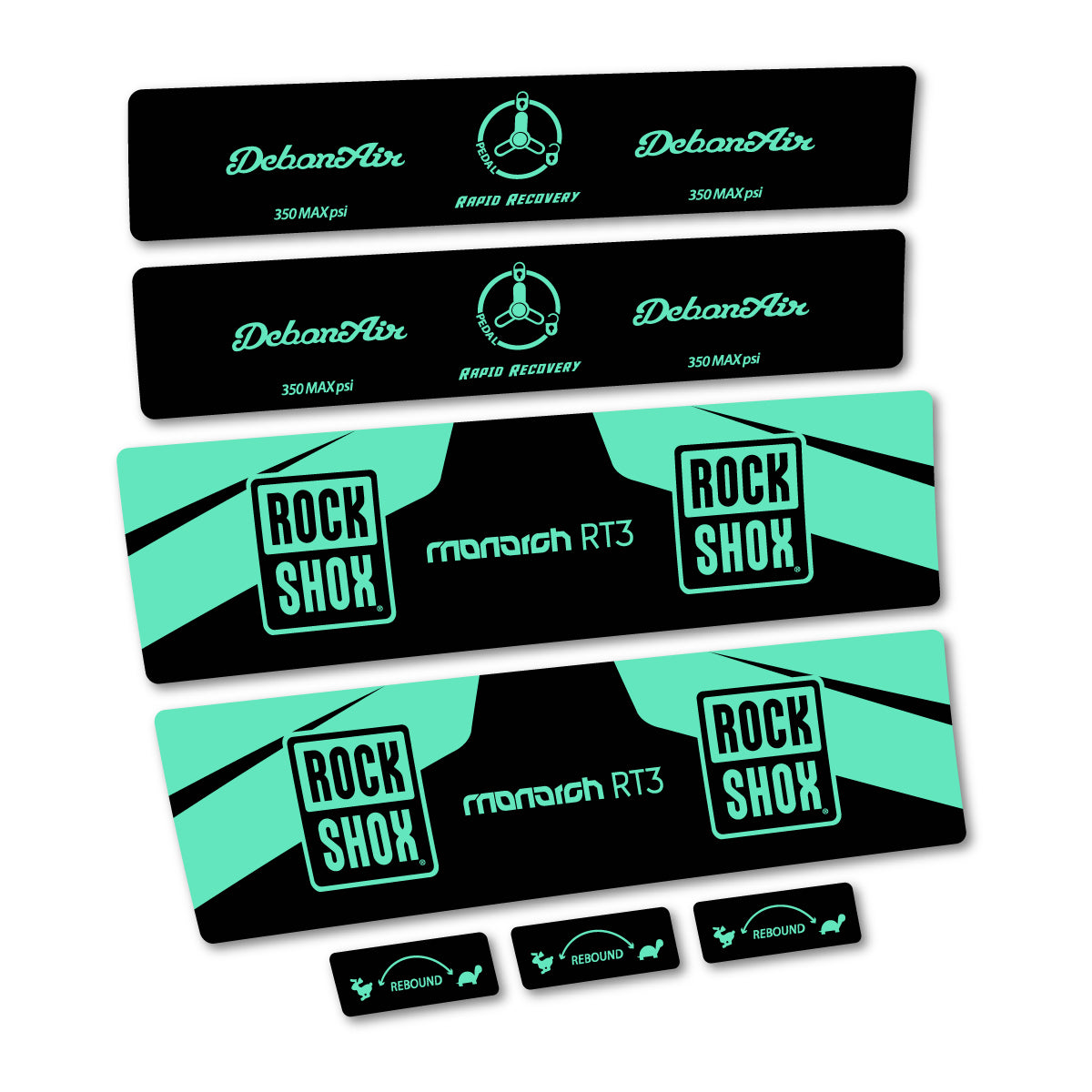 Stickers compatibles RockShox Monarch Plus RC3 v2 2016 pour amortisseur – autocollants vinyle - Vert Menthe