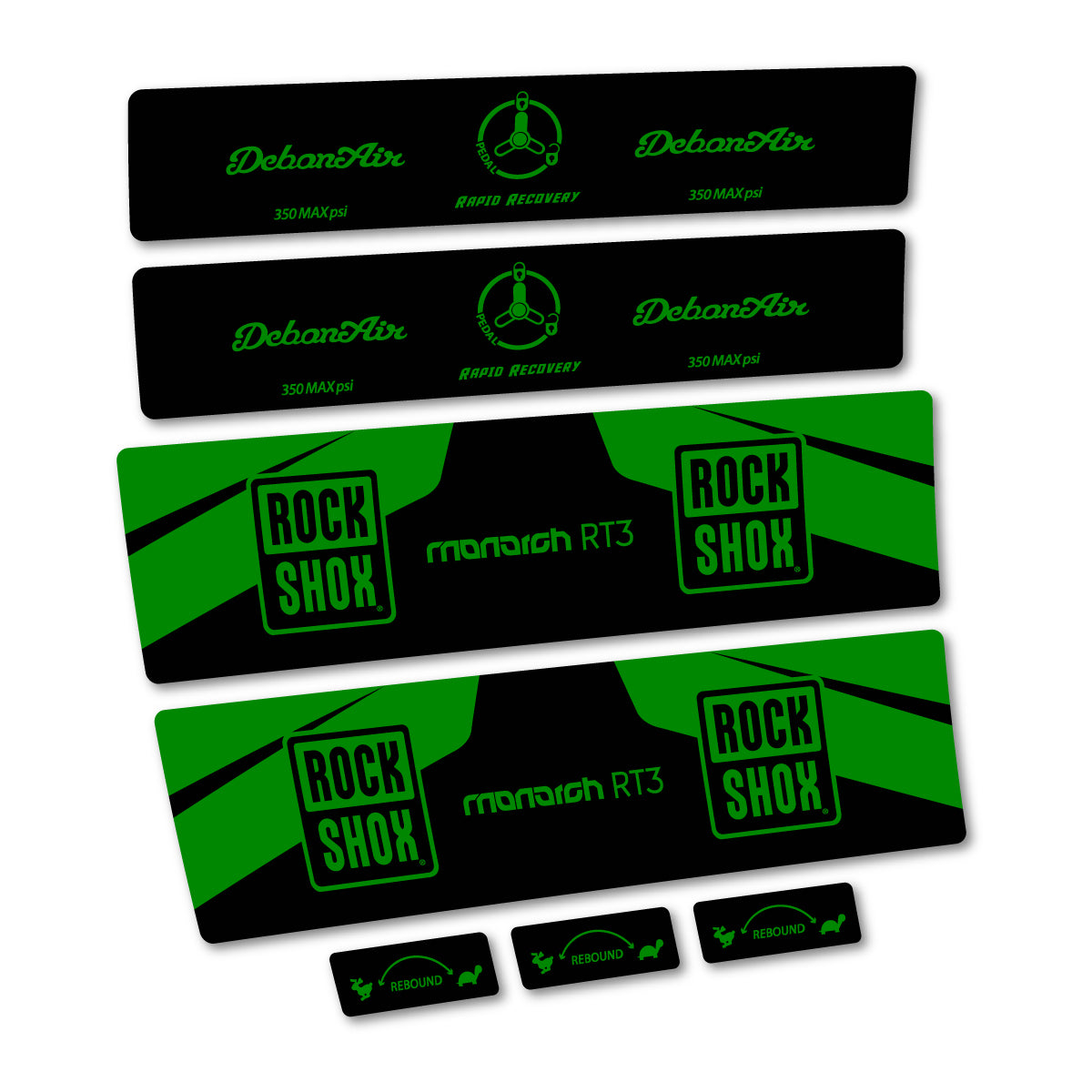 Stickers compatibles RockShox Monarch Plus RC3 v2 2016 pour amortisseur – autocollants vinyle - Vert Moyen