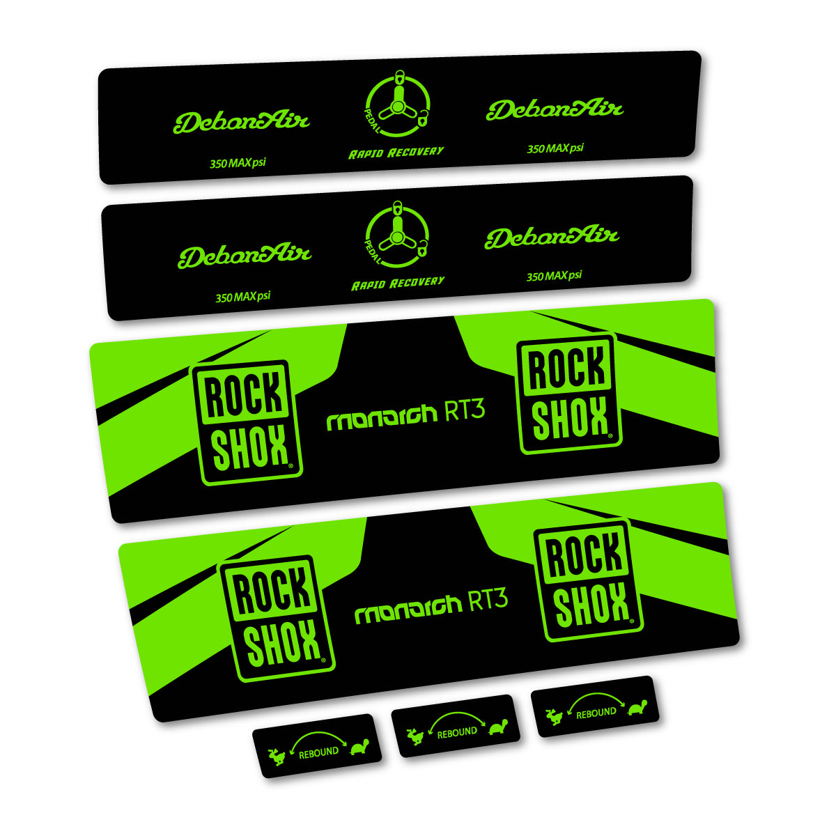 Stickers compatibles RockShox Monarch Plus RC3 v2 2016 pour amortisseur – autocollants vinyle - Vert Pistache