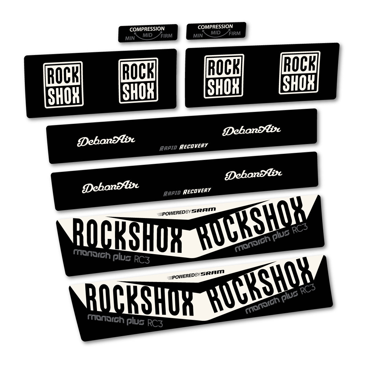 Stickers compatibles RockShox Monarch Plus RC3 2017 pour amortisseur – autocollants vinyle - Blanc Cassé