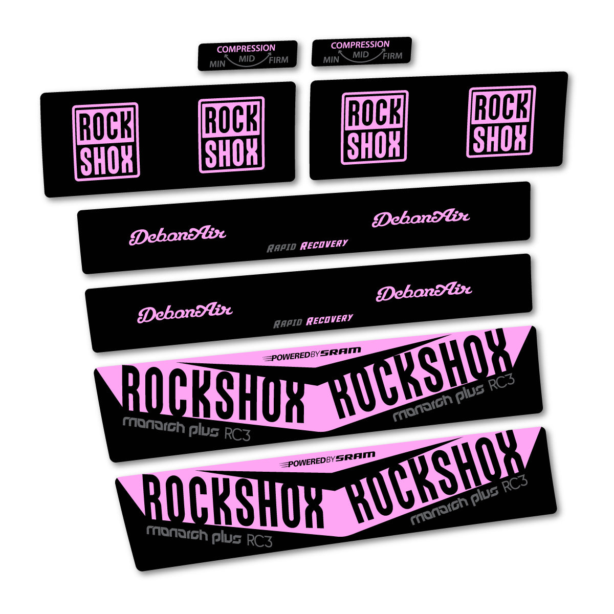 Stickers compatibles RockShox Monarch Plus RC3 2017 pour amortisseur – autocollants vinyle - Lilas Clair