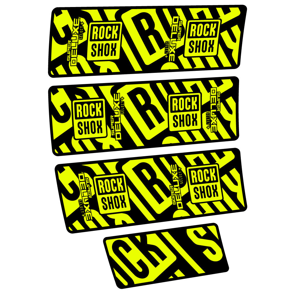 Stickers Rock Shox Super Deluxe Select Plus compatibles Autocollants amortisseur VTT