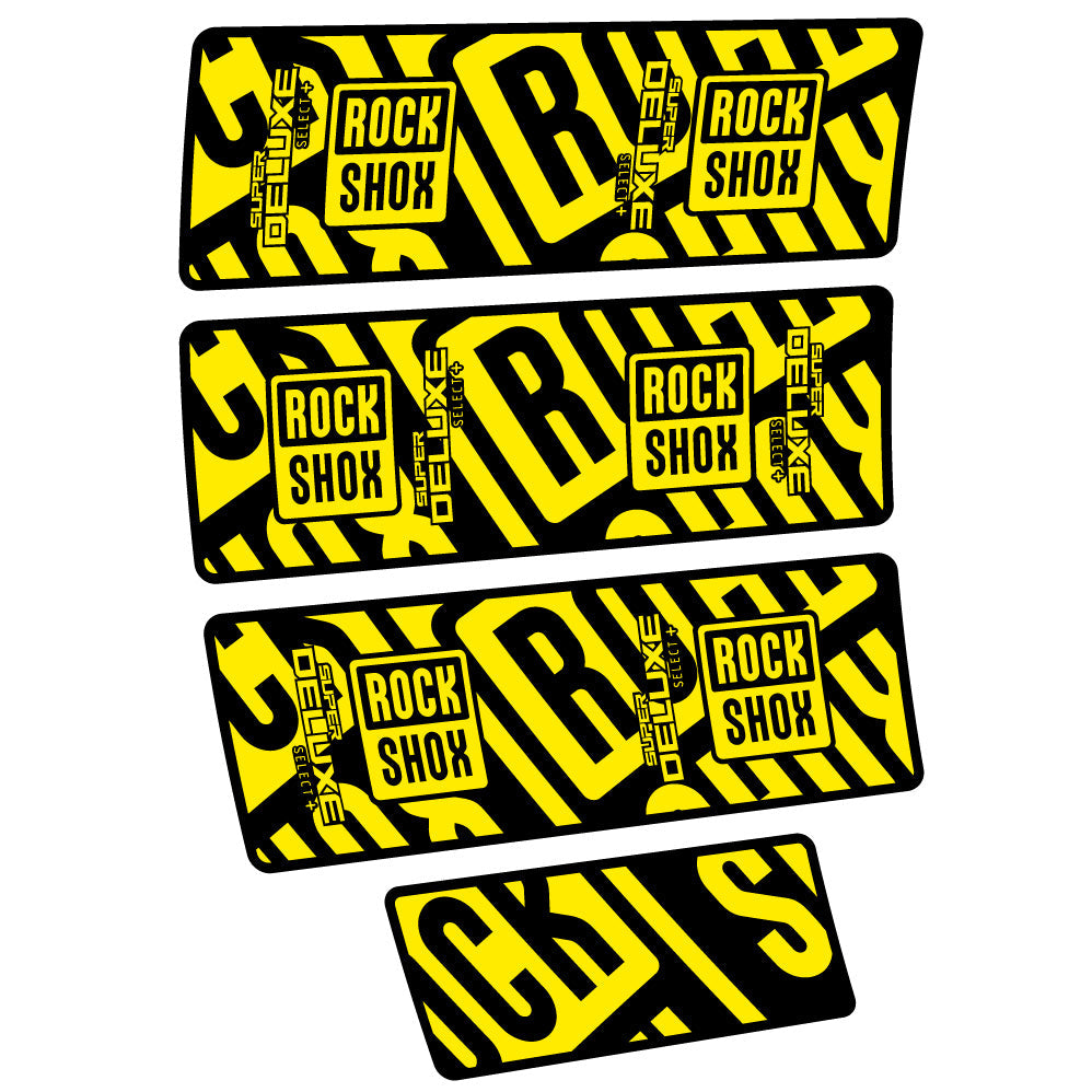 Stickers Rock Shox Super Deluxe Select Plus compatibles Autocollants amortisseur VTT