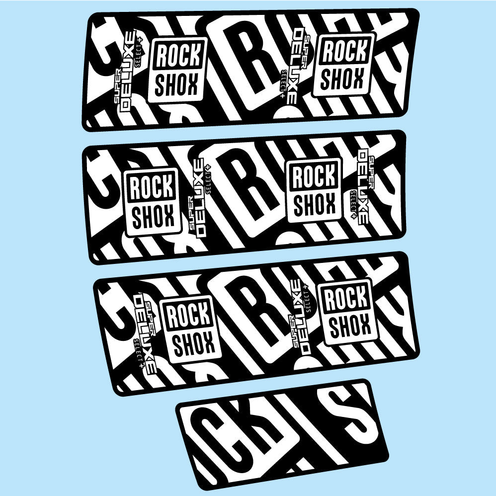 Stickers Rock Shox Super Deluxe Select Plus compatibles Autocollants amortisseur VTT