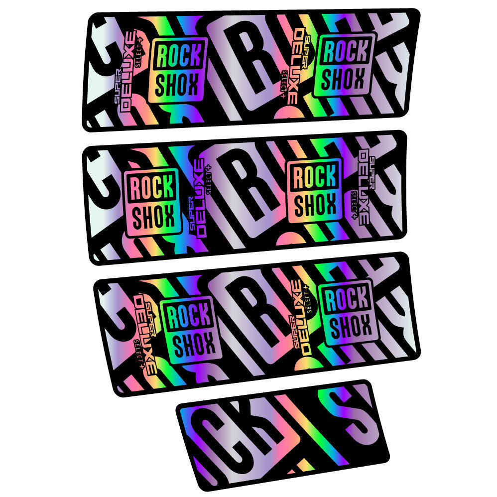 Stickers Rock Shox Super Deluxe Select Plus compatibles Autocollants amortisseur VTT