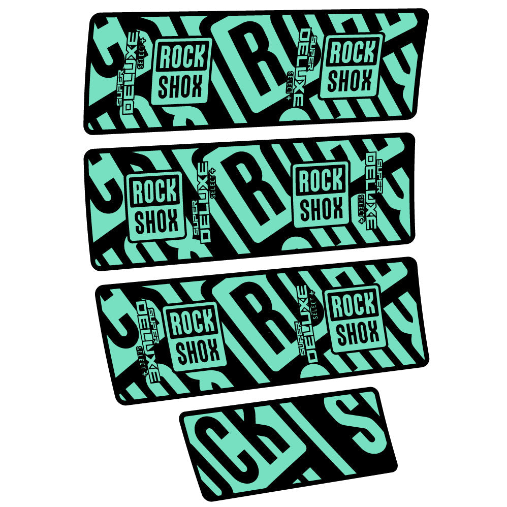 Stickers Rock Shox Super Deluxe Select Plus compatibles Autocollants amortisseur VTT