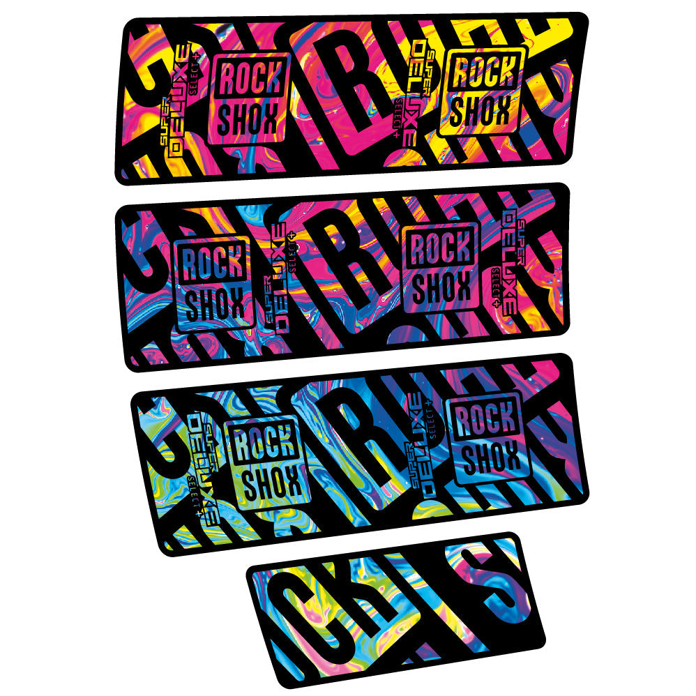 Stickers Rock Shox Super Deluxe Select Plus compatibles Autocollants amortisseur VTT