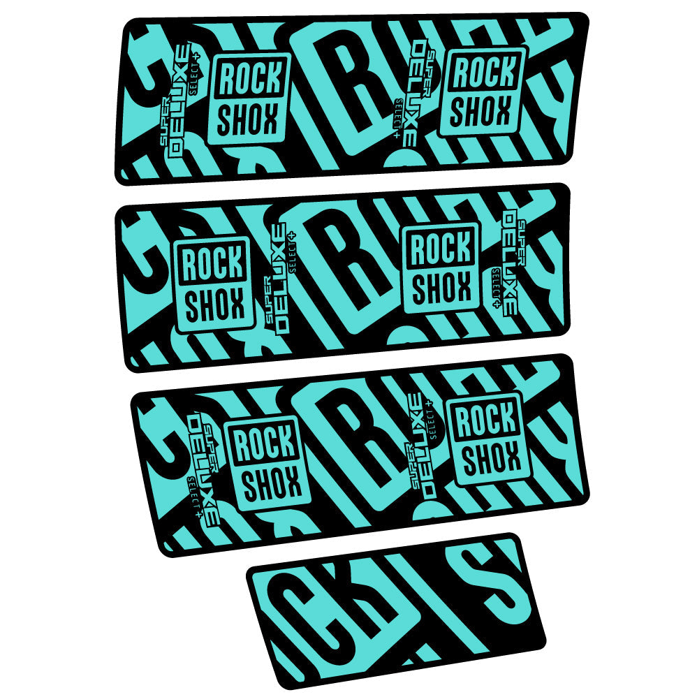 Stickers Rock Shox Super Deluxe Select Plus compatibles Autocollants amortisseur VTT
