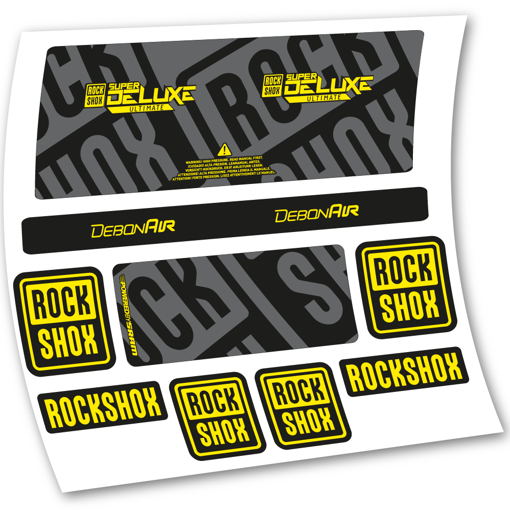 Stickers Rock Shox Super Deluxe Ultimate 2020 compatibles Autocollants amortisseur VTT