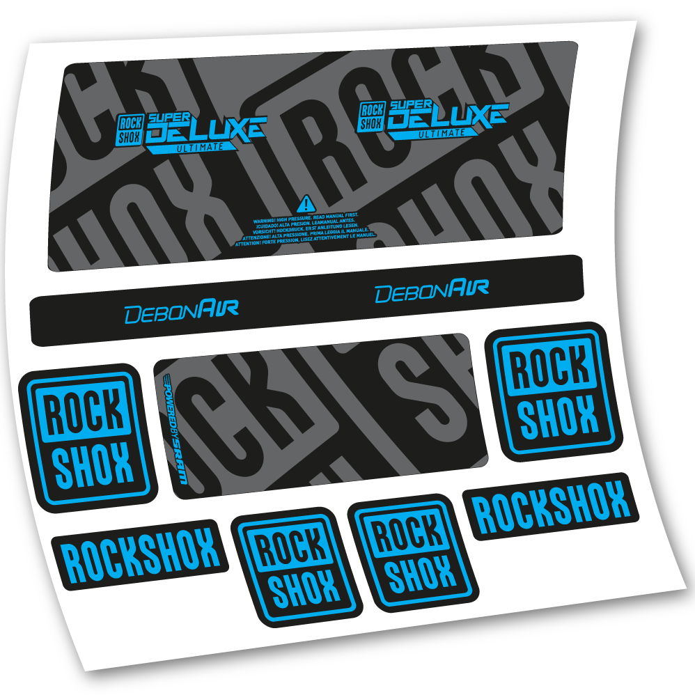 Stickers Rock Shox Super Deluxe Ultimate 2020 compatibles Autocollants amortisseur VTT