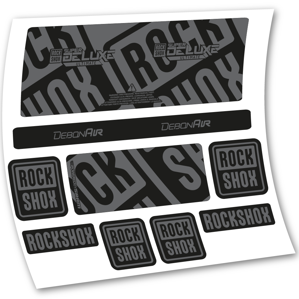 Stickers Rock Shox Super Deluxe Ultimate 2020 compatibles Autocollants amortisseur VTT