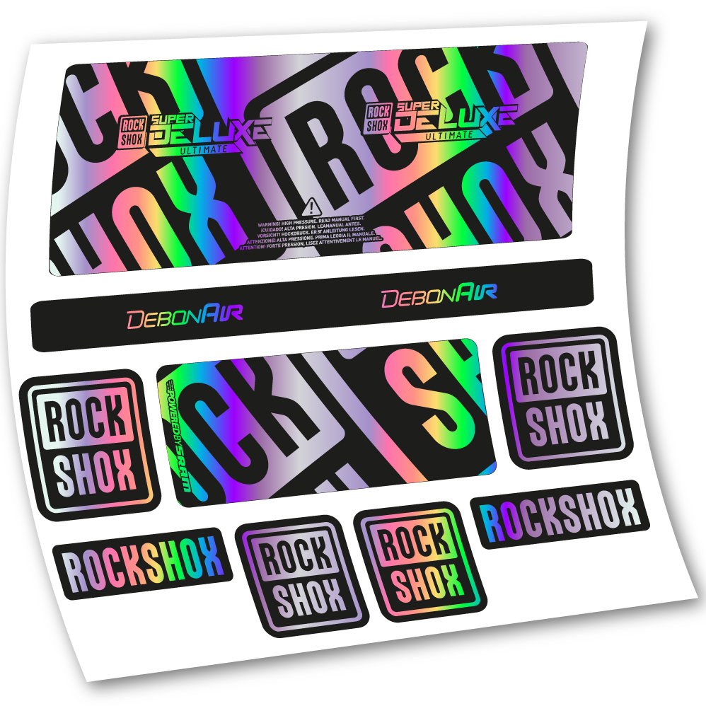 Stickers Rock Shox Super Deluxe Ultimate 2020 compatibles Autocollants amortisseur VTT