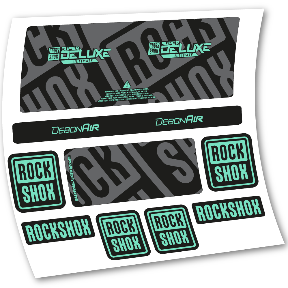 Stickers Rock Shox Super Deluxe Ultimate 2020 compatibles Autocollants amortisseur VTT