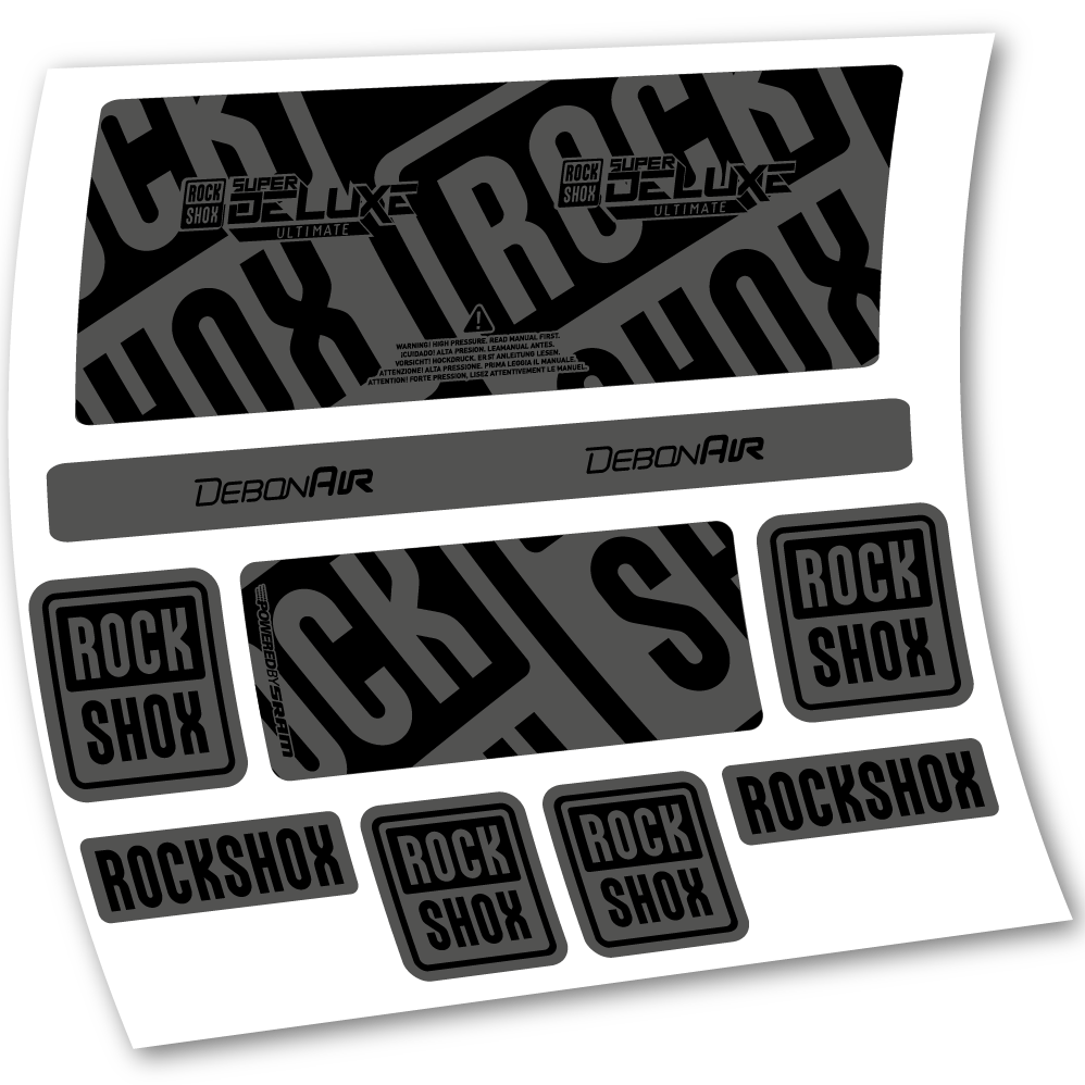 Stickers Rock Shox Super Deluxe Ultimate 2020 compatibles Autocollants amortisseur VTT