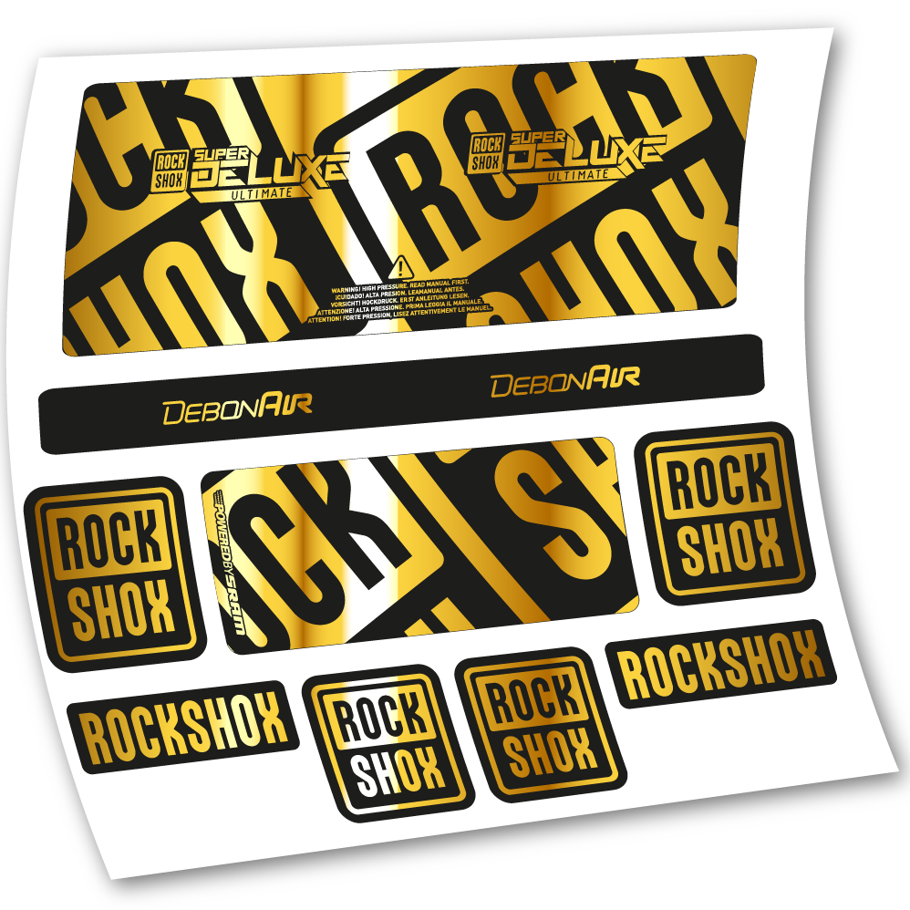 Stickers Rock Shox Super Deluxe Ultimate 2020 compatibles Autocollants amortisseur VTT