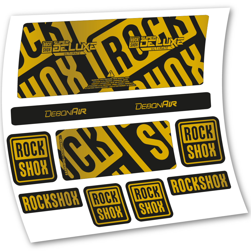 Stickers Rock Shox Super Deluxe Ultimate 2020 compatibles Autocollants amortisseur VTT