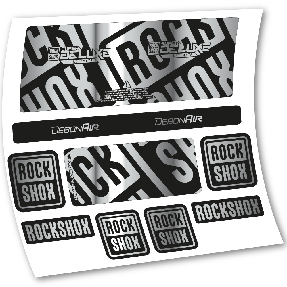 Stickers Rock Shox Super Deluxe Ultimate 2020 compatibles Autocollants amortisseur VTT