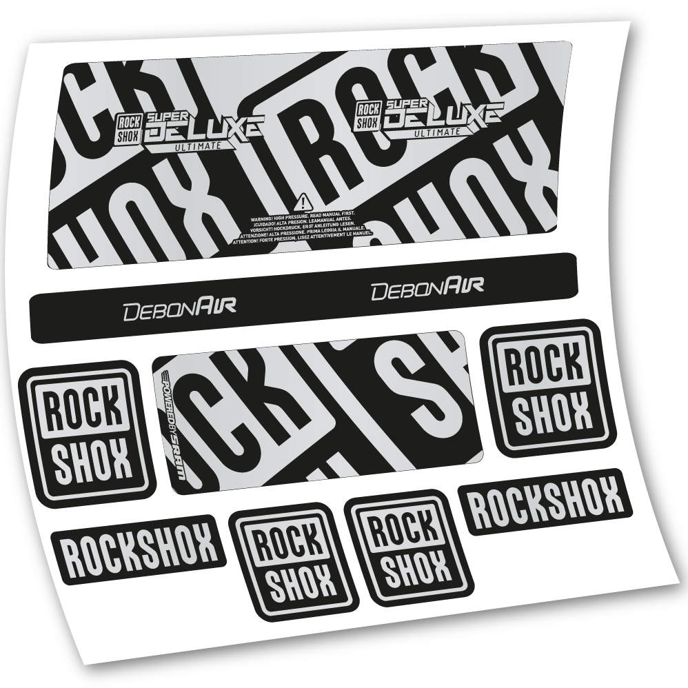 Stickers Rock Shox Super Deluxe Ultimate 2020 compatibles Autocollants amortisseur VTT