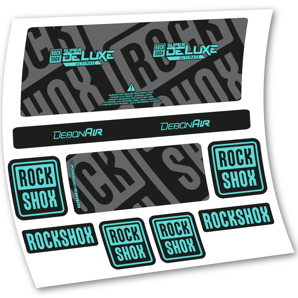 Stickers Rock Shox Super Deluxe Ultimate 2020 compatibles Autocollants amortisseur VTT