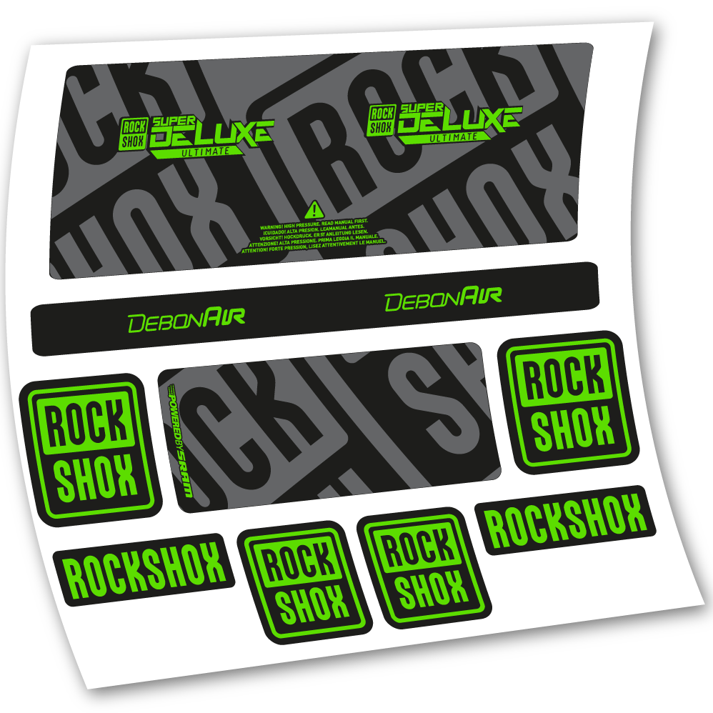 Stickers Rock Shox Super Deluxe Ultimate 2020 compatibles Autocollants amortisseur VTT