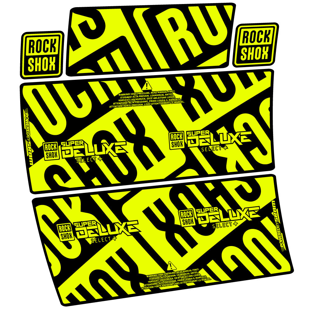 Stickers RockShox Super Deluxe Select Plus compatibles - Autocollants amortisseur VTT
