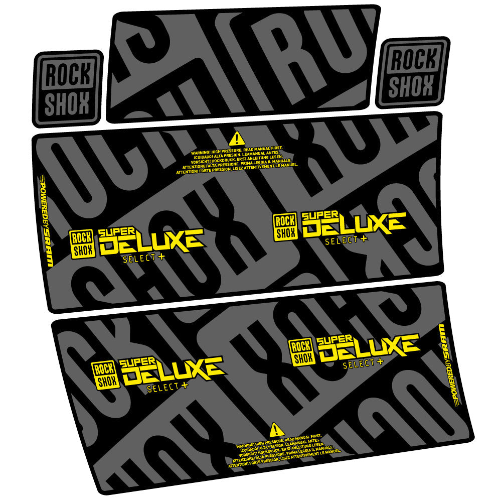 Stickers Rock Shox Super Deluxe Select Plus compatibles Autocollants amortisseur VTT
