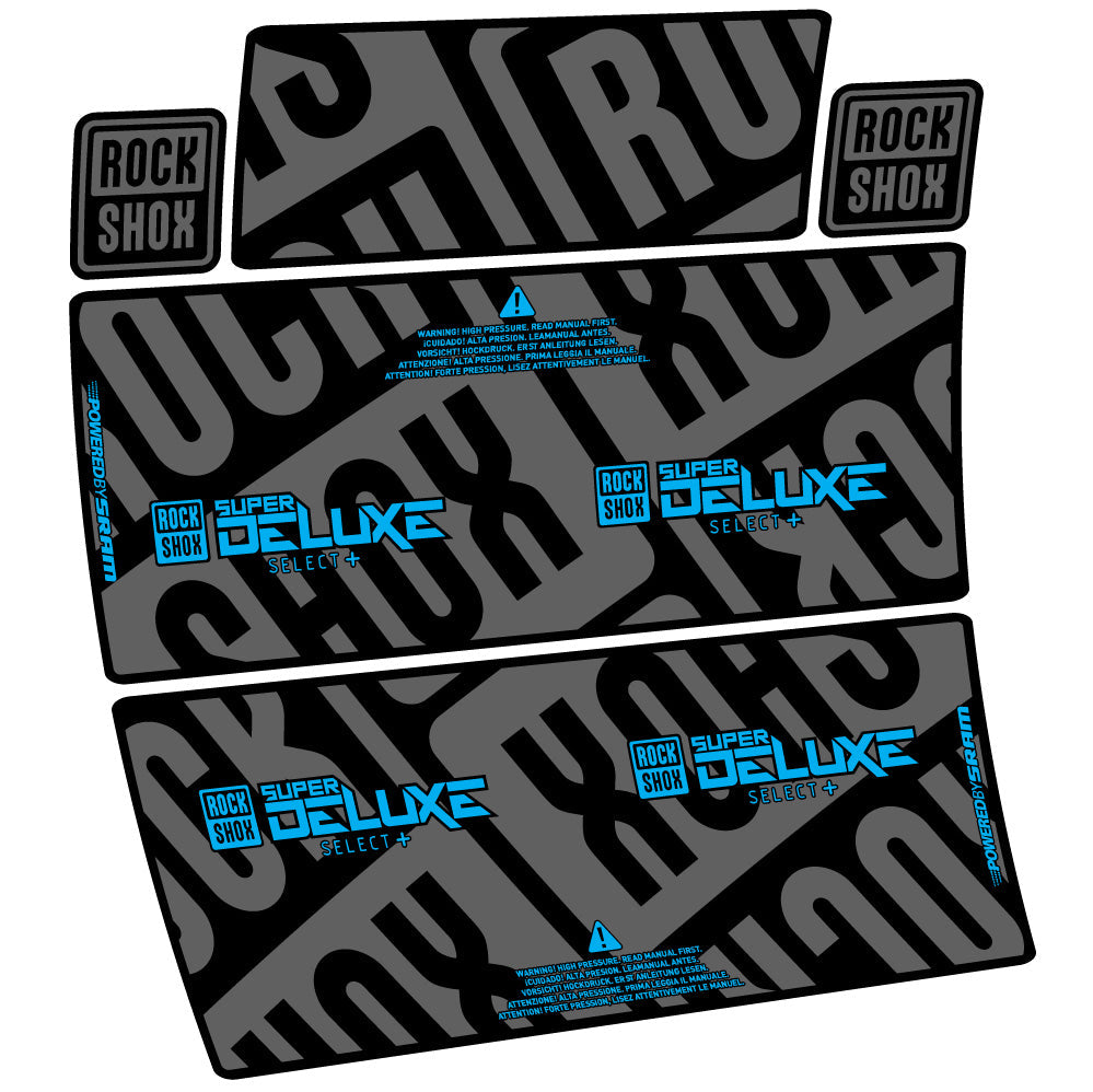 Stickers Rock Shox Super Deluxe Select Plus compatibles Autocollants amortisseur VTT