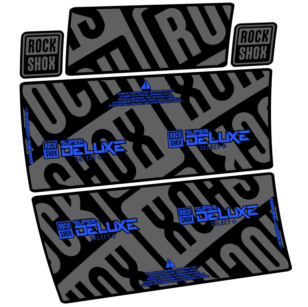 Stickers Rock Shox Super Deluxe Select Plus compatibles Autocollants amortisseur VTT
