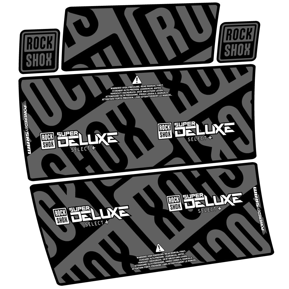 Stickers RockShox Super Deluxe Select Plus compatibles - Autocollants amortisseur VTT