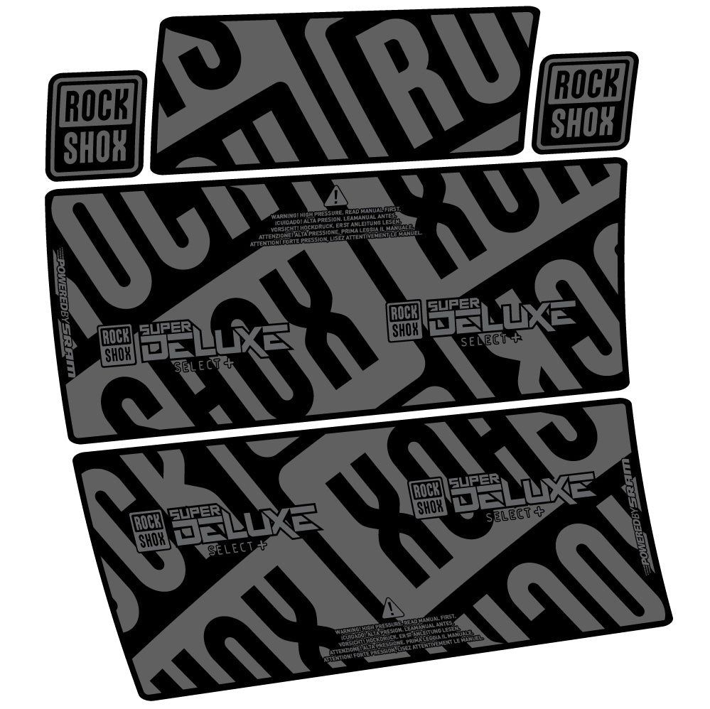 Stickers RockShox Super Deluxe Select Plus compatibles - Autocollants amortisseur VTT