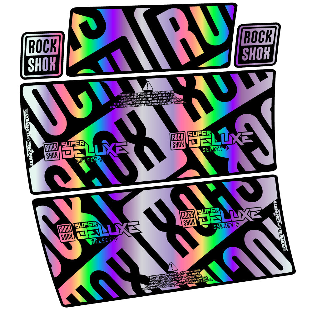 Stickers RockShox Super Deluxe Select Plus compatibles - Autocollants amortisseur VTT