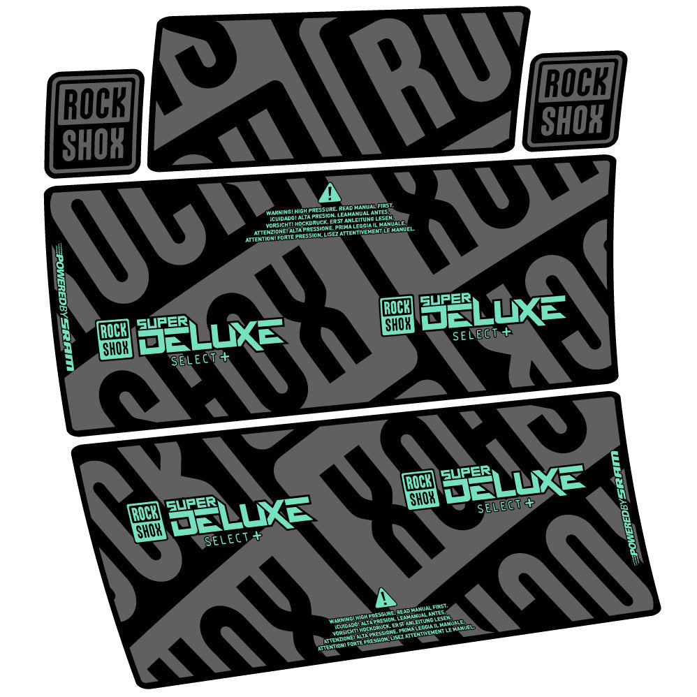Stickers RockShox Super Deluxe Select Plus compatibles - Autocollants amortisseur VTT
