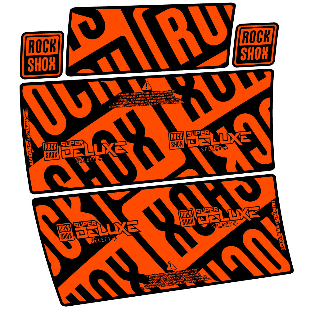 Stickers RockShox Super Deluxe Select Plus compatibles - Autocollants amortisseur VTT