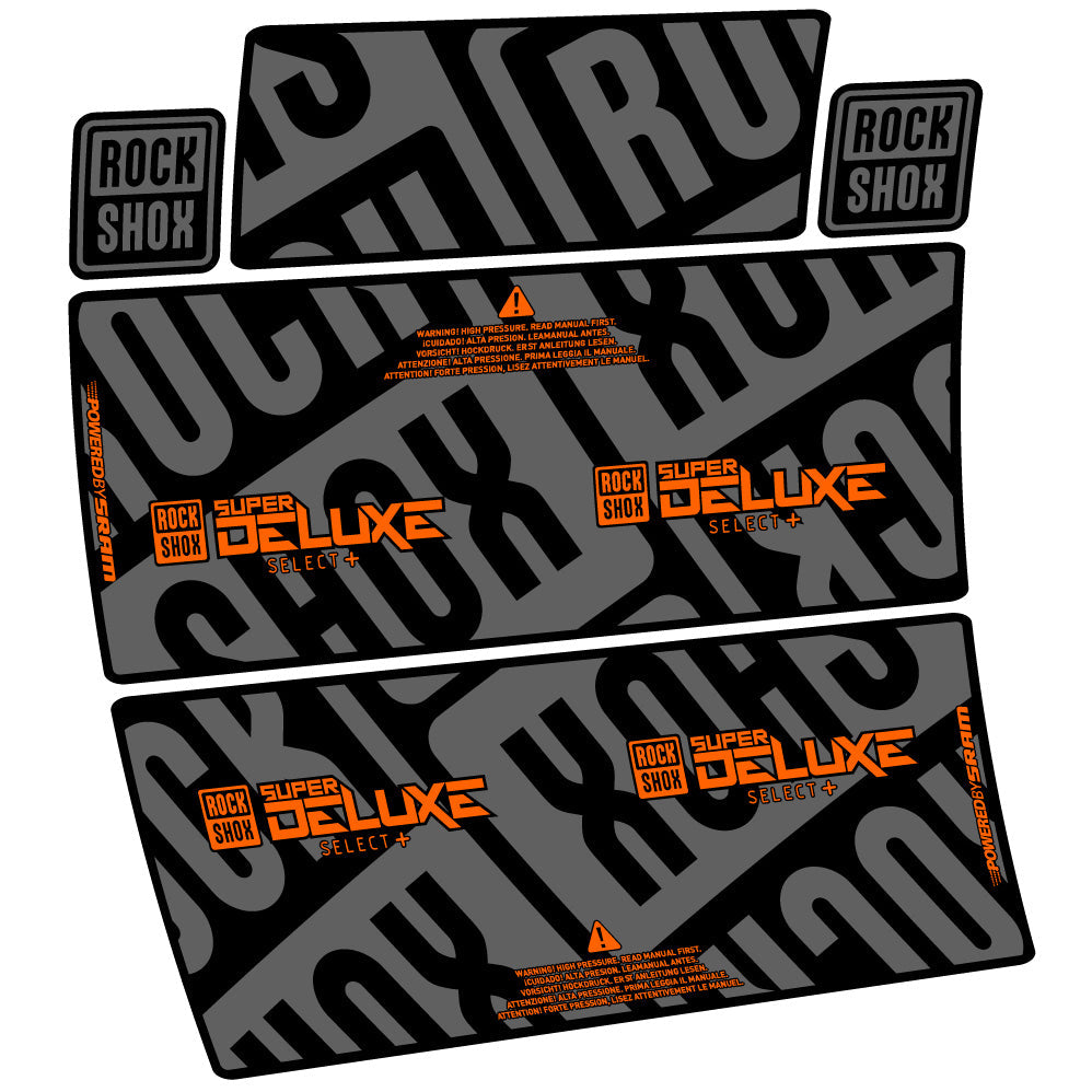 Stickers RockShox Super Deluxe Select Plus compatibles - Autocollants amortisseur VTT