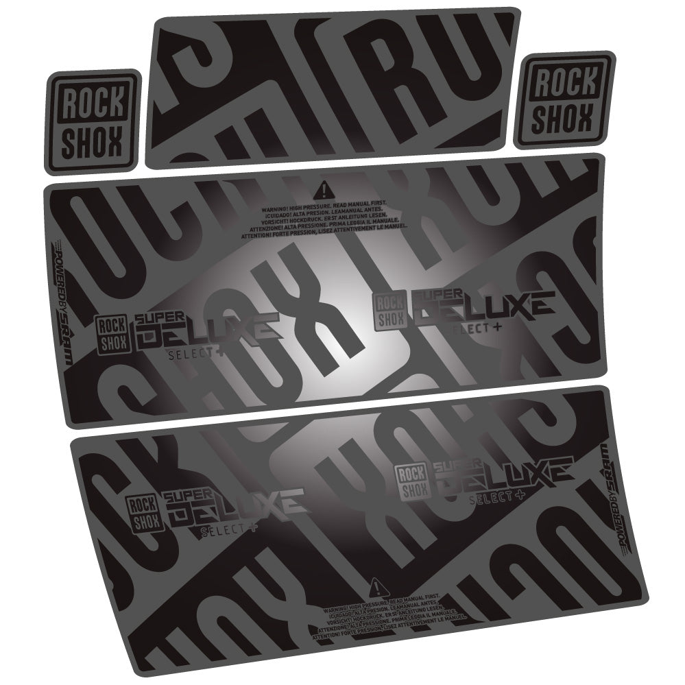 Stickers RockShox Super Deluxe Select Plus compatibles - Autocollants amortisseur VTT