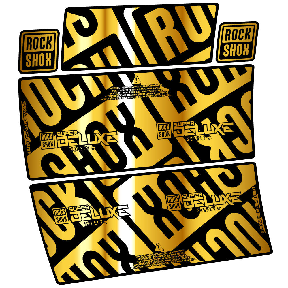 Stickers Rock Shox Super Deluxe Select Plus compatibles Autocollants amortisseur VTT