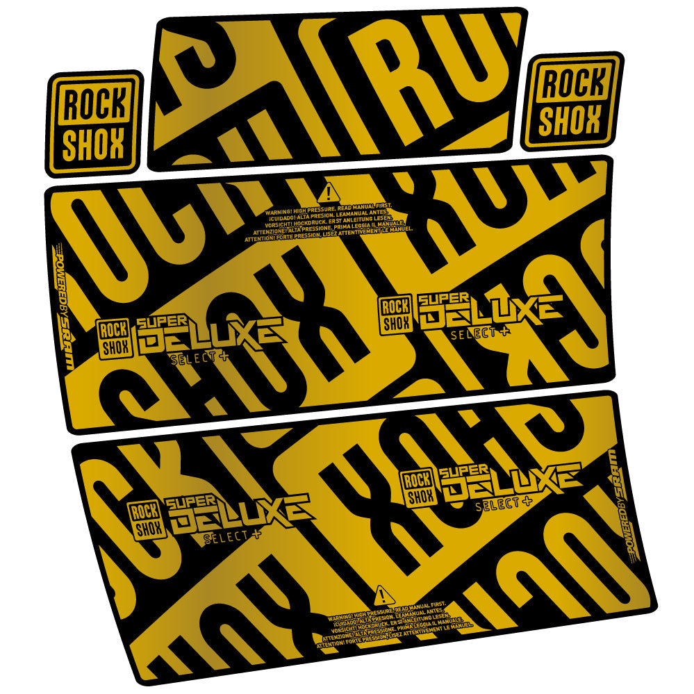 Stickers RockShox Super Deluxe Select Plus compatibles - Autocollants amortisseur VTT