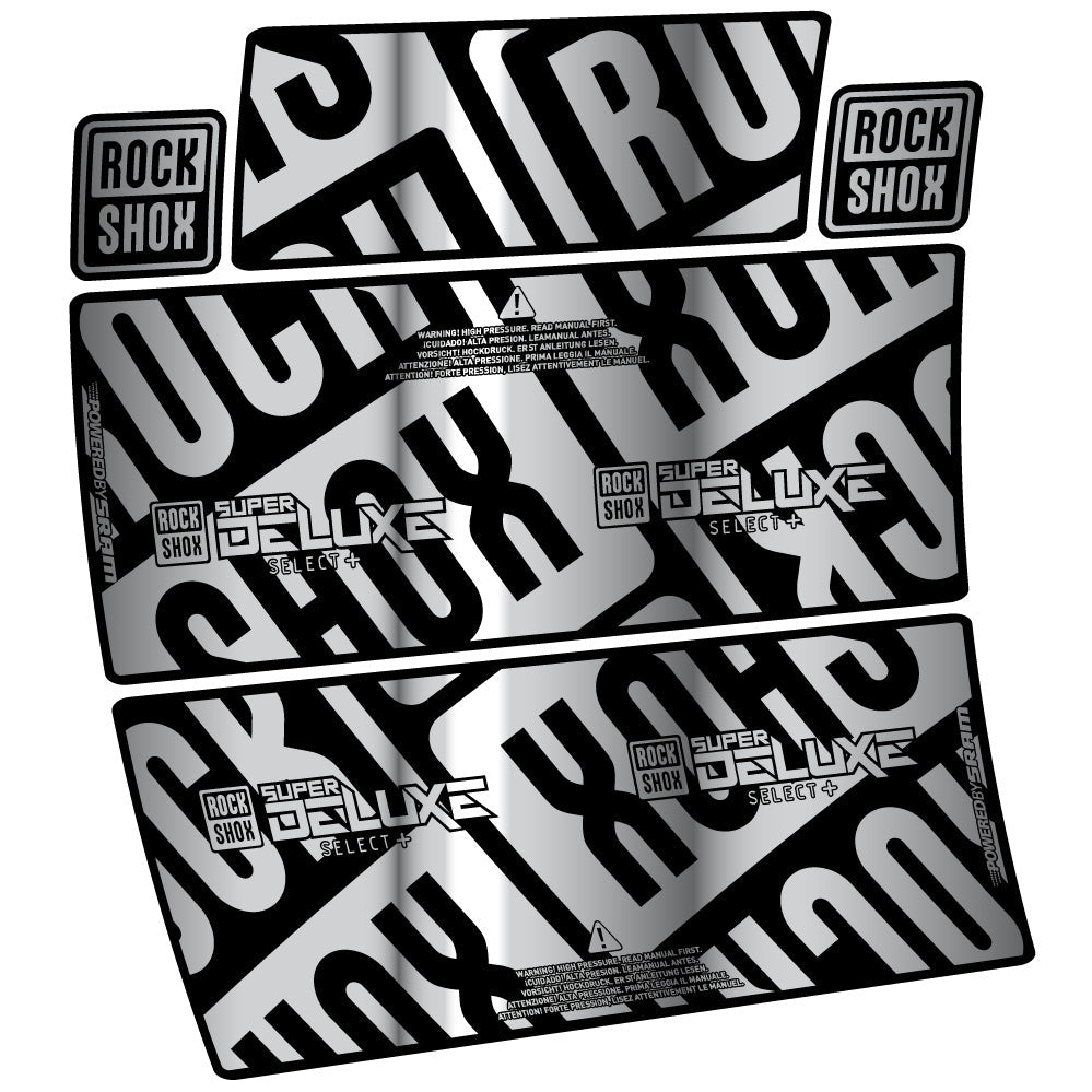 Stickers Rock Shox Super Deluxe Select Plus compatibles Autocollants amortisseur VTT